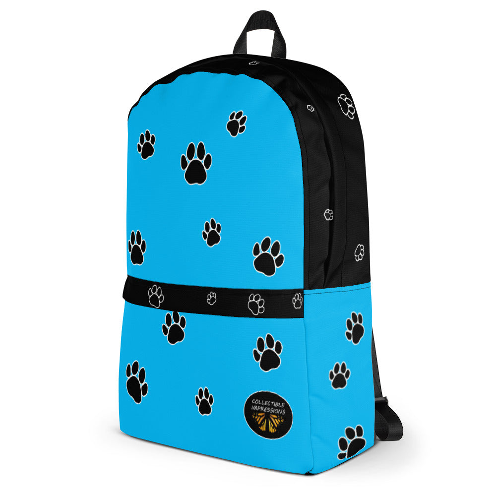 Backpack (Paw Print-Light Blue)