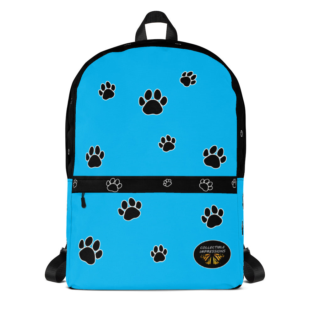 Backpack (Paw Print-Light Blue)