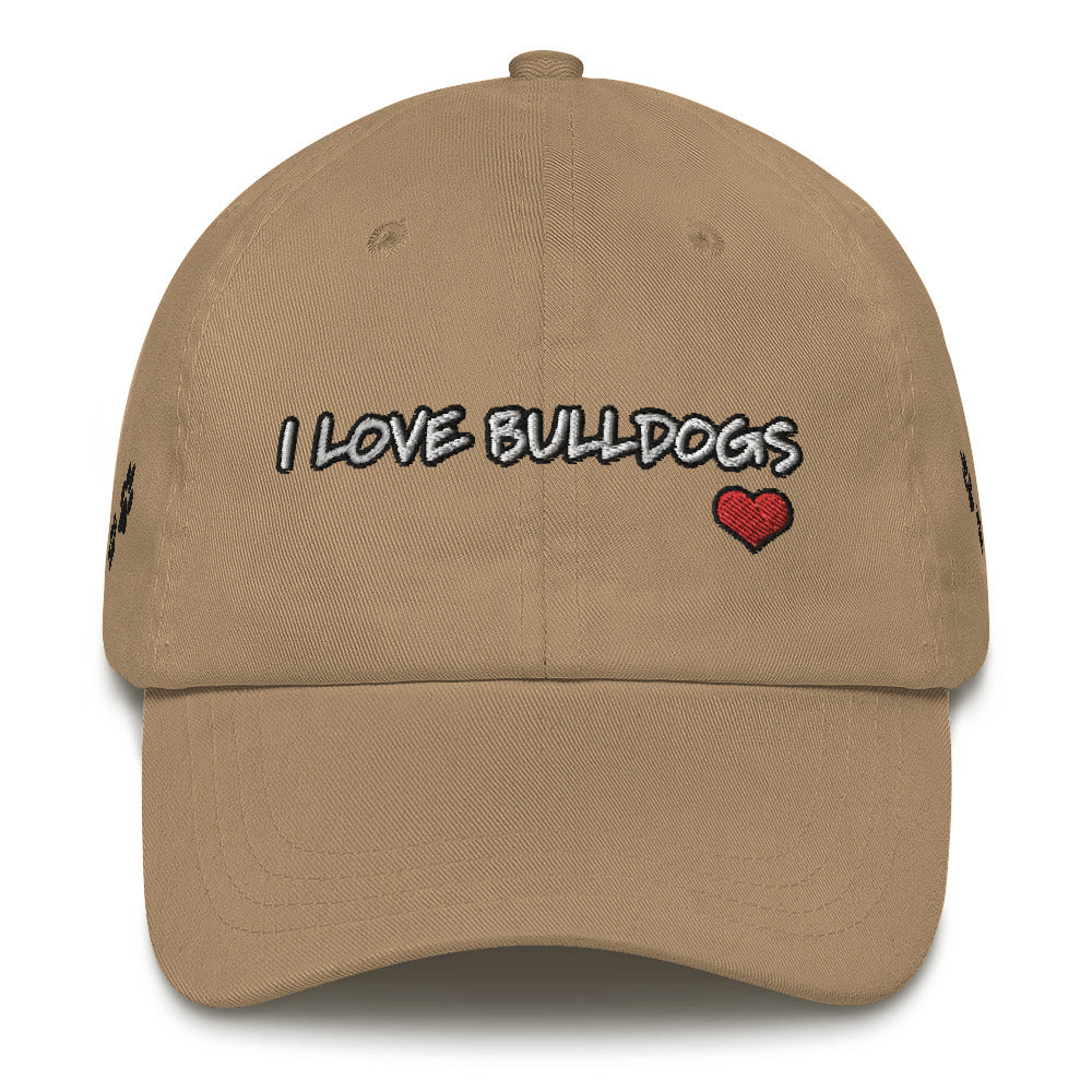 &quot;I Love Bulldogs&quot; (With Heart Shape) Embroidered Hat/Cap