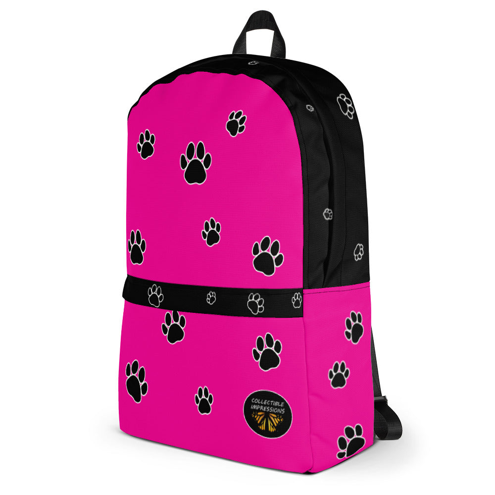 Backpack (Paw Print-Pink)