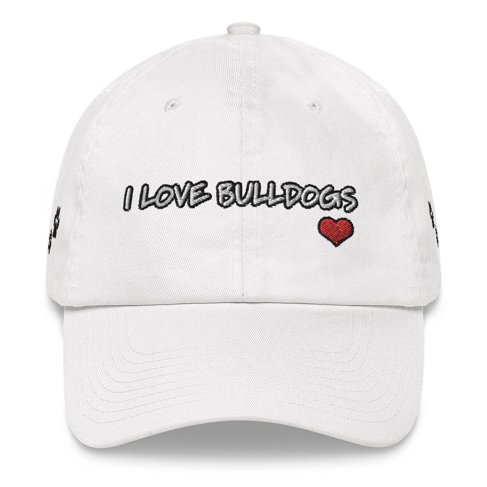 &quot;I Love Bulldogs&quot; (With Heart Shape) Embroidered Hat/Cap