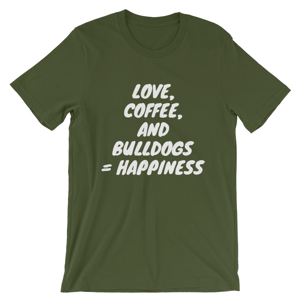 &quot;Love, Coffee, and Bulldogs...&quot; Short-Sleeve Unisex T-Shirt