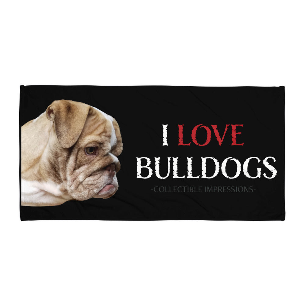 Bobo's "I LOVE BULLDOGS" Bath Towel