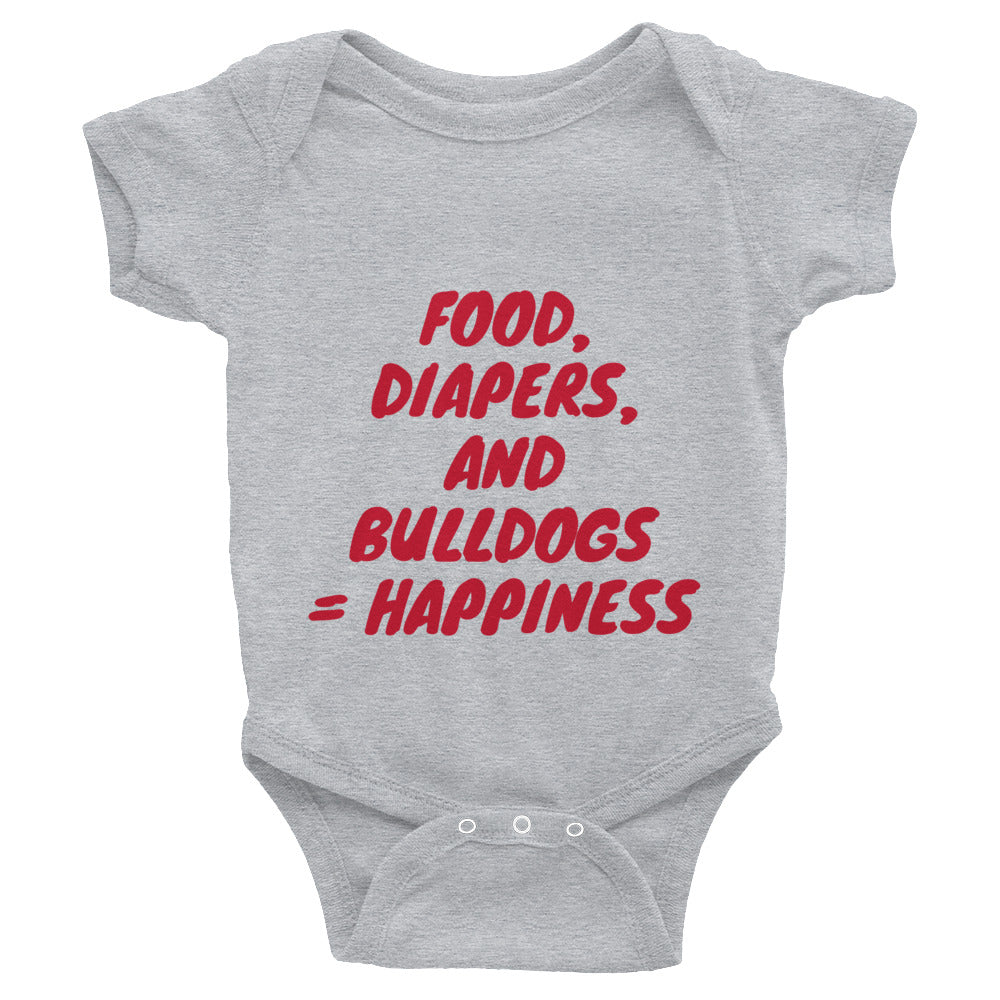 &quot;Food, Diapers, and Bulldogs...&quot; Infant Bodysuit