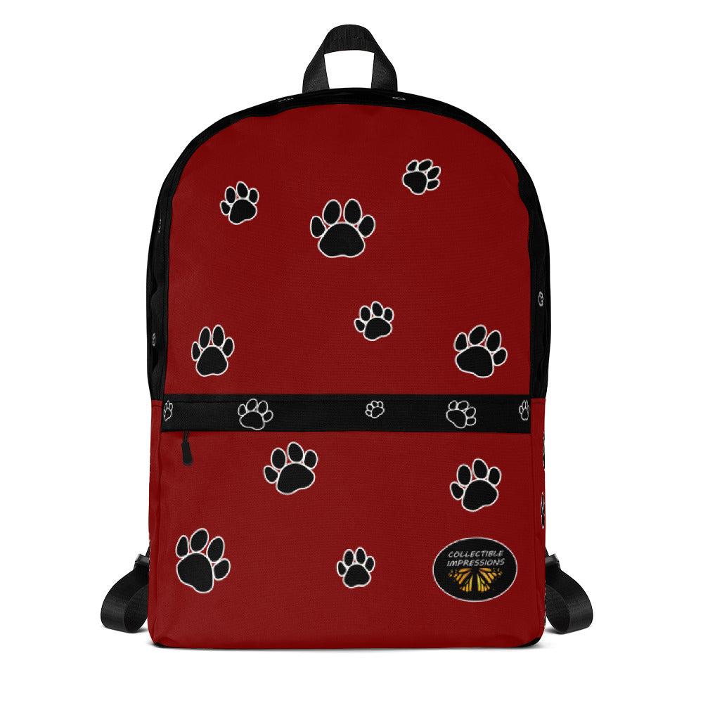 Backpack (Paw Print-Red)
