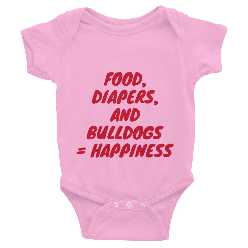 &quot;Food, Diapers, and Bulldogs...&quot; Infant Bodysuit