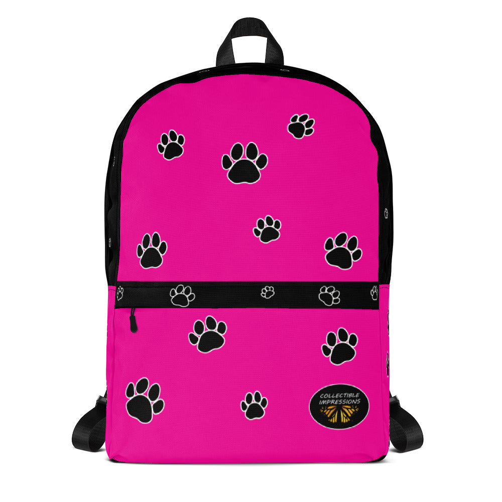 Backpack (Paw Print-Pink)